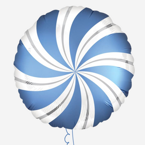 Candy Swirl Blue Inflated Foil Balloon