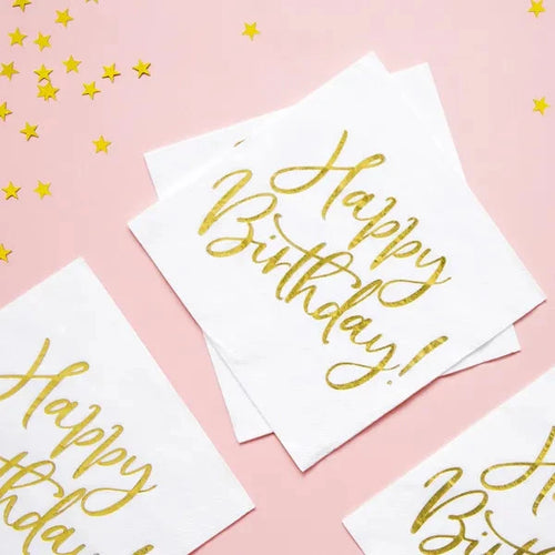 Gold foiled Happy Birthday Napkin