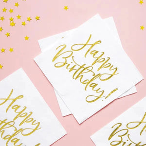 Gold foiled Happy Birthday Napkin