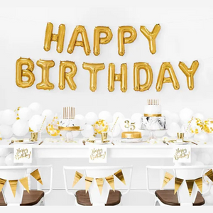 Happy Birthday Gold Balloon Banner