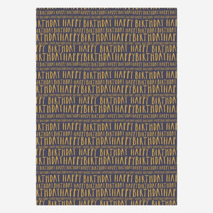 Happy Birthday Navy Wrapping Paper Roll