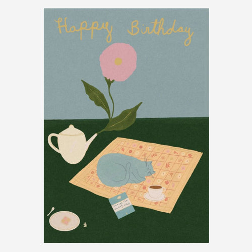 Cat Nap Happy Birthday Card