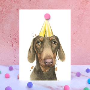 Dachshund Pompom Birthday Card