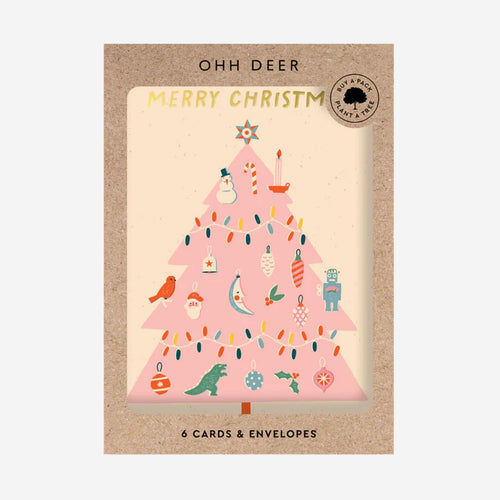 Pink Christmas Tree Charity Card Set