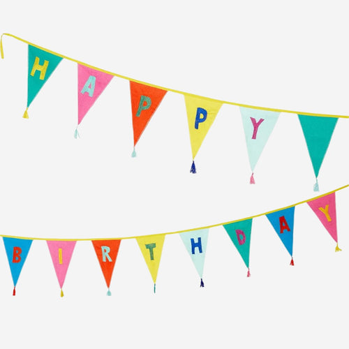 Rainbow Happy Birthday Fabric Bunting - 3m