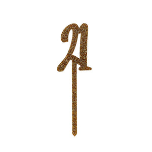 Gold Glitter Acyrlic 21 Cake Topper