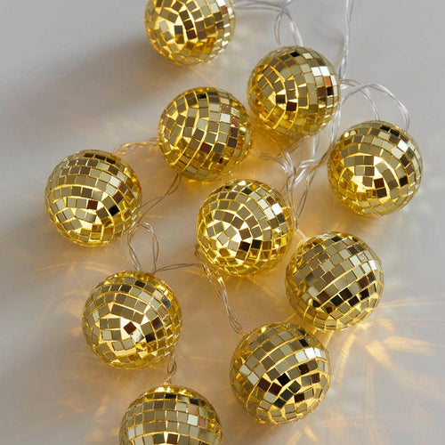 Gold Disco Ball String Lights - 1.6m