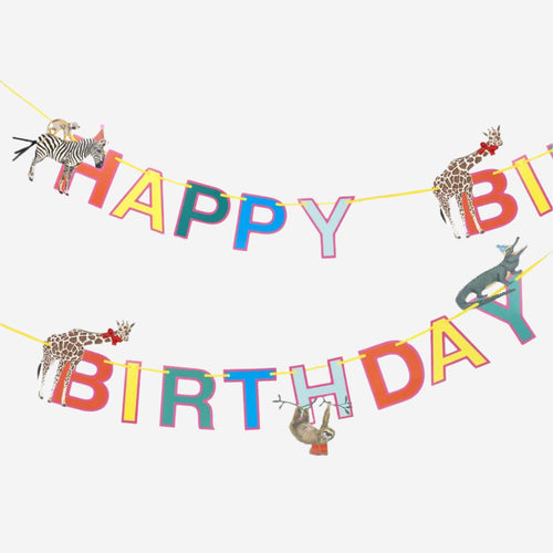 Party Safari Monkey & Zebra Happy Birthday Paper Garland