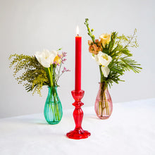 Red Glass Candlestick Holder