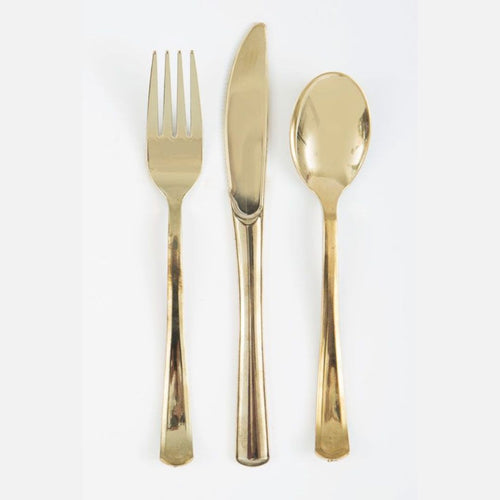 Luxury Reusable Gold Plastic Cutlery