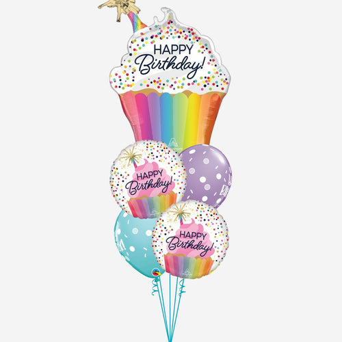 Cupcake Happy Birthday Inflated Balloon Bouquet