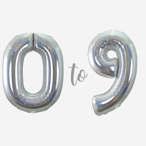 Holographic Silver Inflated Foil Number Balloons