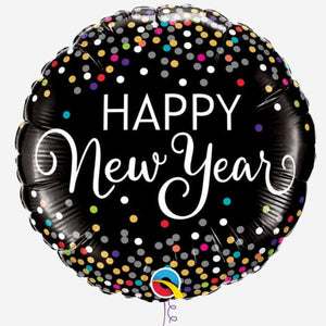 Happy New Year Dots 18" Inflated Foil Balloon