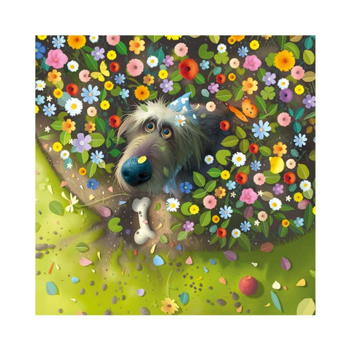 Toby in Flowerbed Greeting Card