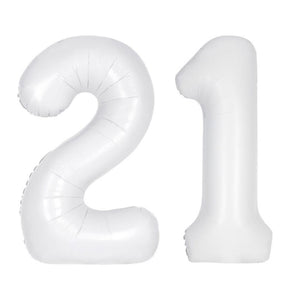 Large White Inflated Foil Number Balloons