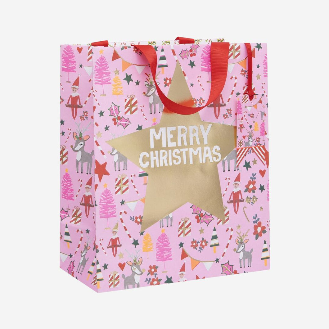 Large Merry Christmas Bag Pink Cheer