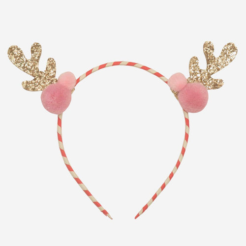 Stripy Pom Pom Reindeer Headband