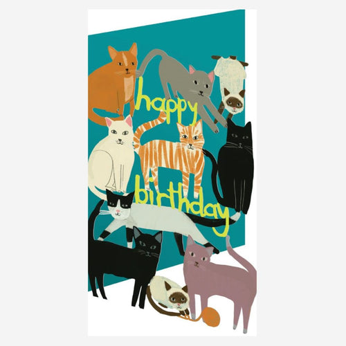 Playful Cats Happy Birthday Card