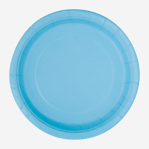 Powder Blue Paper Plates - Pack of 16