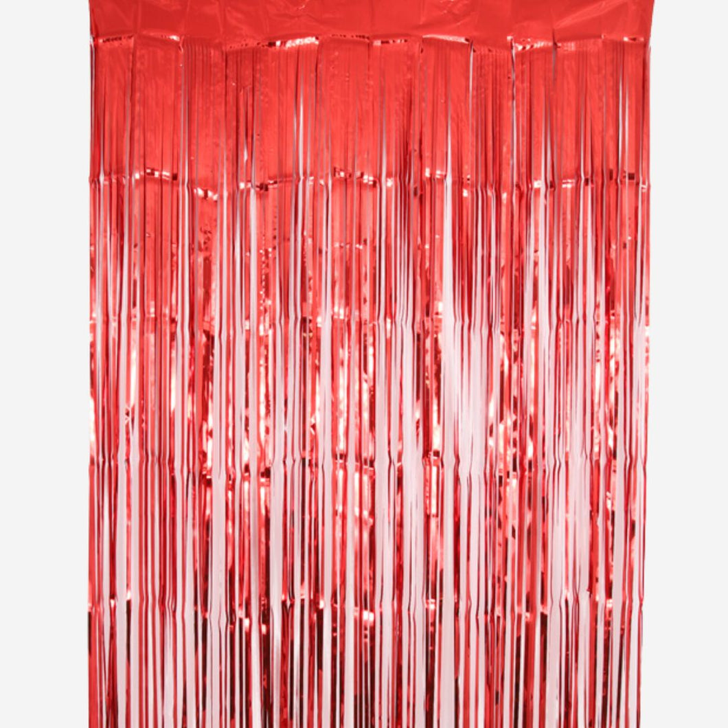 Metallic Red Door Curtain Backdrop