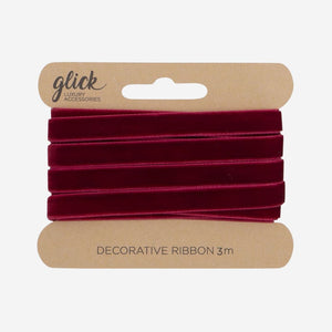 Fabric Ribbon Velvet Red 3M