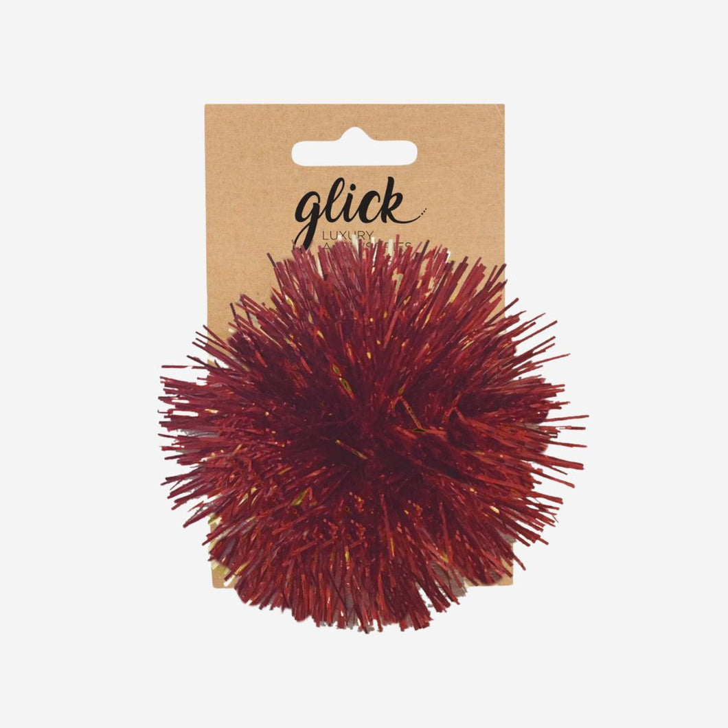 Tinsel Pom Pom Red Gift Dressing