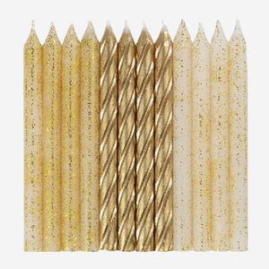 Glitter & Gold Spiral Candles - Pack of 24