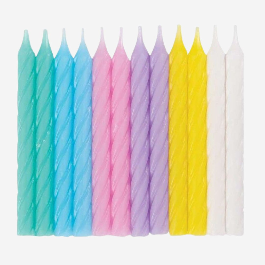 Pastel Colours Spiral Candles - Pack of 24