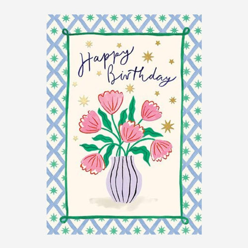 Happy Birthday Vase of Flowers Birthday Card