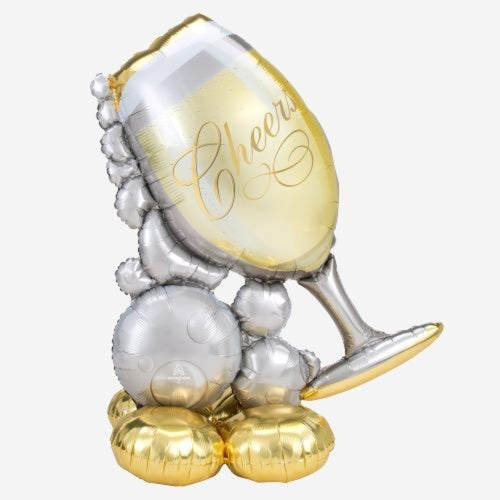 Bubbly Wine Glass AirLoonz Inflated Foil Balloon