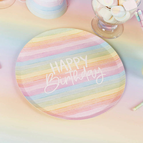 Eco Rainbow 'Happy Birthday' Paper Plates