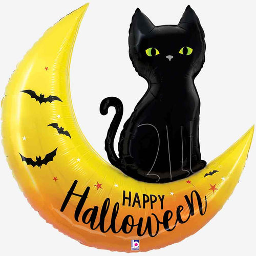 Halloween Cat & Moon Inflated Foil Balloon